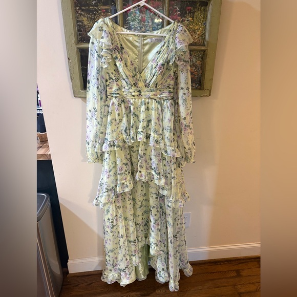 Mac Duggal Floral Chiffon Tiered Ruffle Dress - Picture 4 of 7